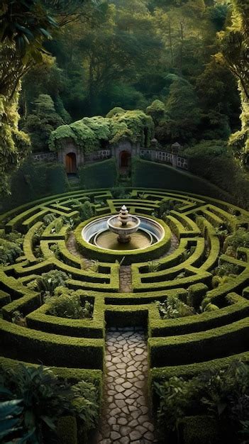 Premium AI Image | Enchanted Garden with Plant Maze