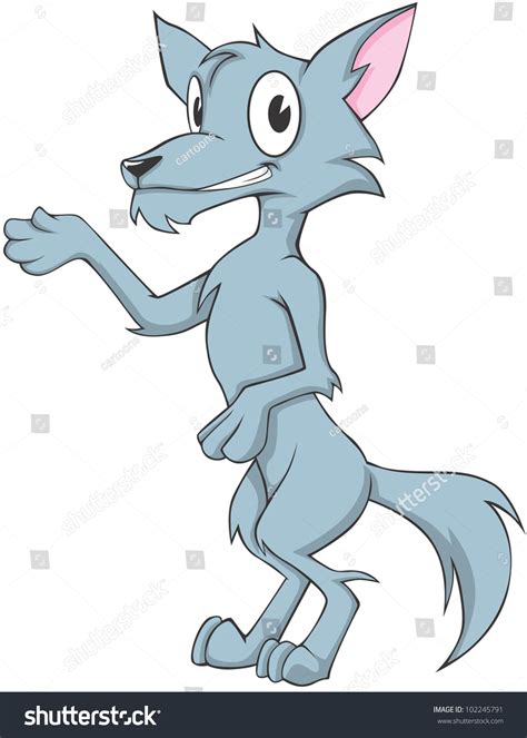 Happy Wolf Cartoon Stock Vector Illustration 102245791 : Shutterstock