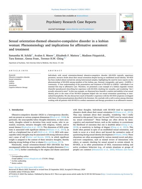 PDF Sexual Orientation Themed Obsessive Compulsive Disorder In A Lesbian Woman Phenomenology
