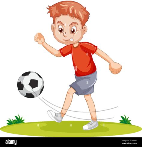 Un Niño Jugando Al Fútbol En La Ilustración De Estilo De Dibujos