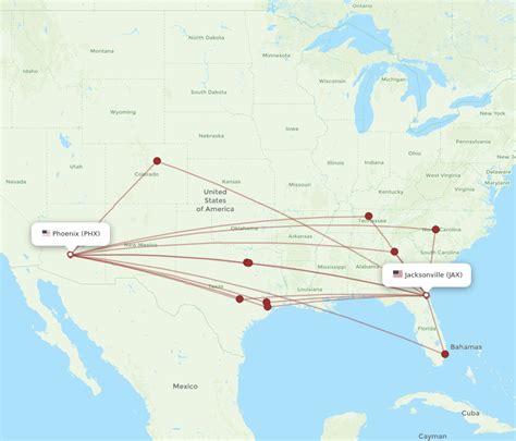 All Flight Routes From Jacksonville To Phoenix Jax To Phx Flight Routes