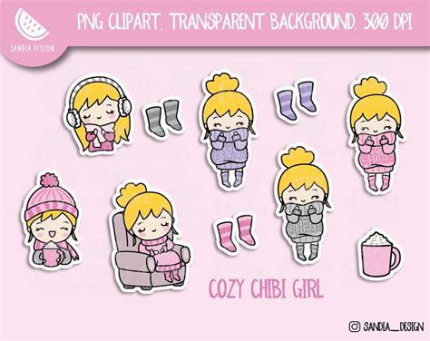 Blonde Cozy Chibi Girl Clipart Chibi Girl Personal And Etsy