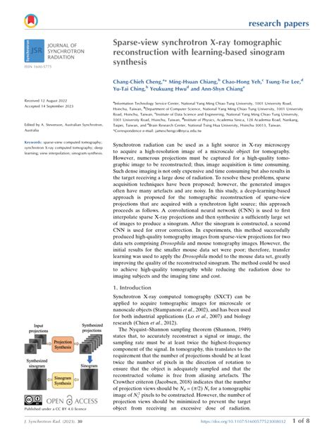 PDF Sparse View Synchrotron X Ray Tomographic Reconstruction With