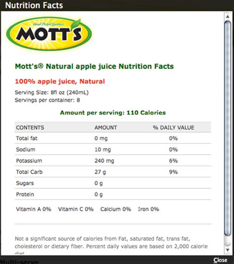 Motts Applesauce Nutrition Label Best Label Ideas 2019