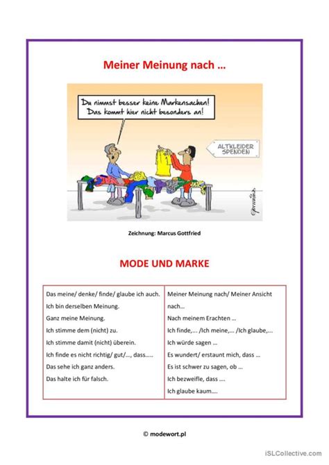 Meiner Meinung Nach Deutsch Daf Arbeitsbl Tter Pdf Doc