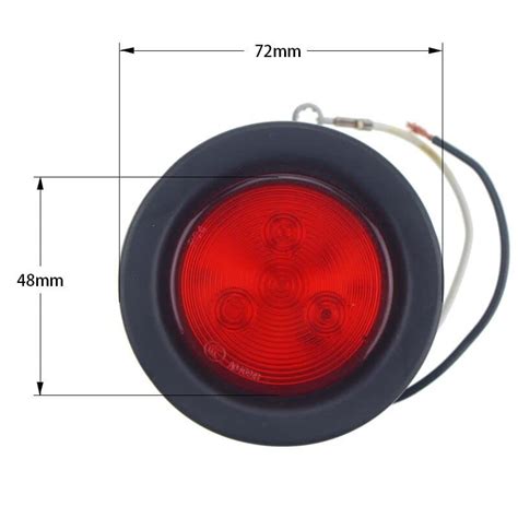 Snapklik NEWSUN 10PCS Red Amber 2 Round LED Trailer Lights