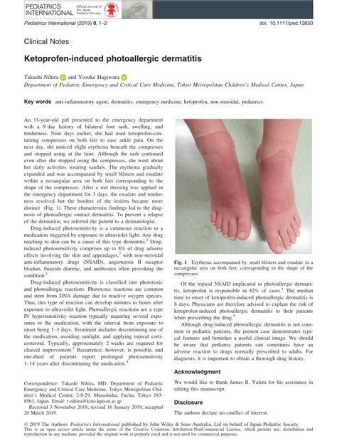 Pdf Ketoprofen‐induced Photoallergic Dermatitis