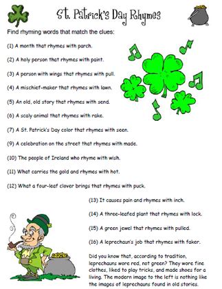 St Patrick's Day Riddles / Free Printable St Patrick S Day Scavenger ...