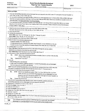 Taxable Social Security Benefits Worksheet