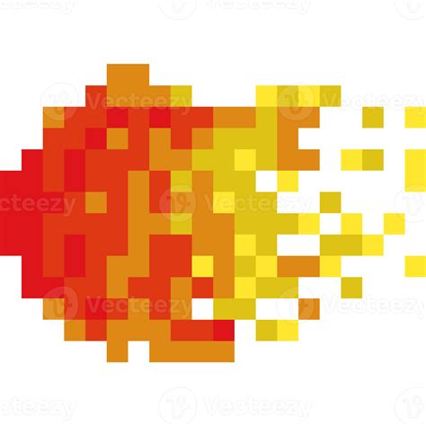 Flaming Hot Fireball Pixel Illustration Png