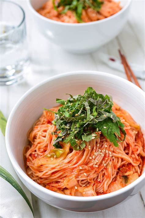 Kimchi Bibim Guksu Spicy Cold Noodles With Kimchi Korean Bapsang