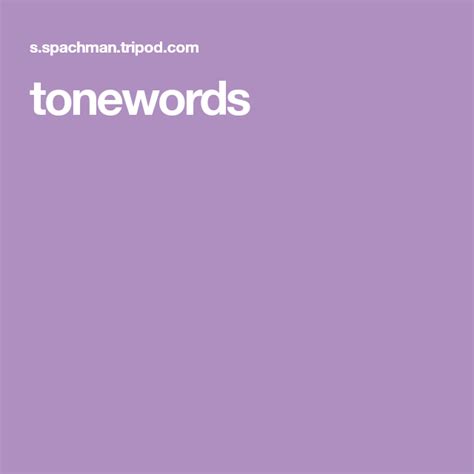 Tonewords Tone Words Ap Language Words