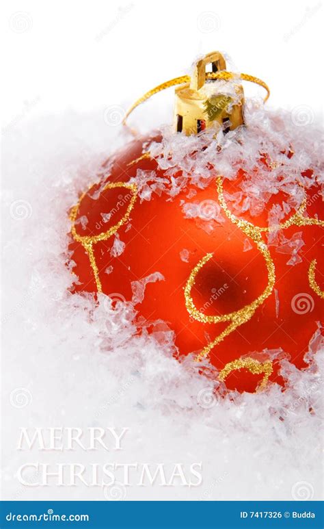 Christmas Balls With Snow Stock Photo Image Of Decorate 7417326