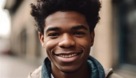 Premium AI Image Smiling Afro American Man Looking At Camera