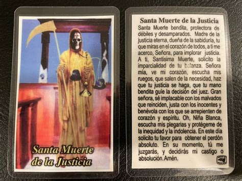 Santa Muerte Oracion Español Holy Prayer Card Justicia