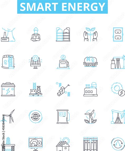 Smart Energy Vector Line Icons Set Smart Energy Technologies