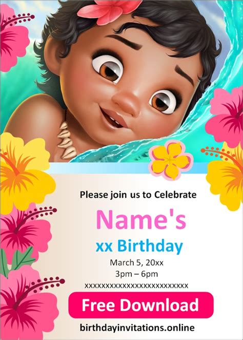 FREE Printable Moana Invitation Templates Moana Theme 46 OFF