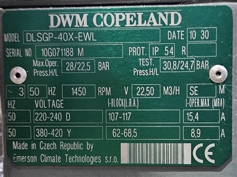 Used DWM Copeland DLSGP 40X EWL Semi Hermetic Piston Compressor HOS BV