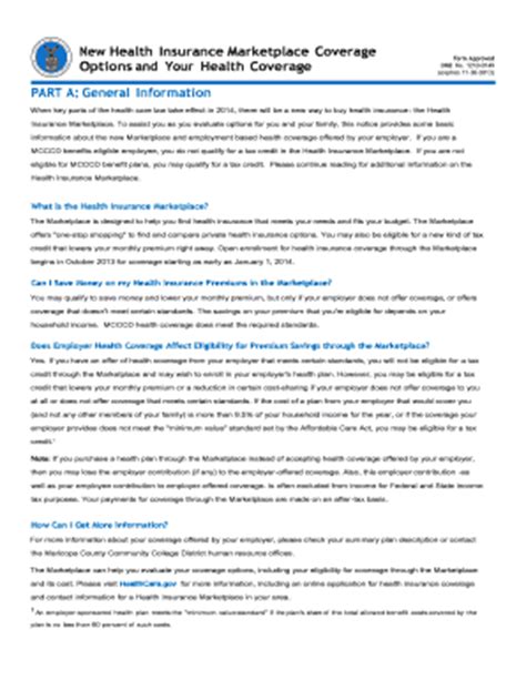 Fillable Online Mesacc Aca Health Insurance Marketplace Coverage