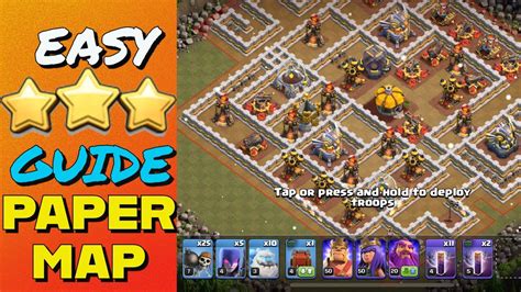 Easy 3 Star Guide For Goblin Map Paper Map Townhall 11 Clash Of Clans Youtube