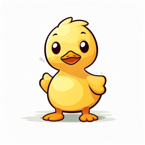 Charming Anime Style Yellow Duck Illustration On White Background Stock Illustration