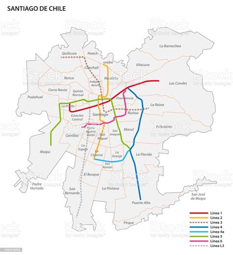 Vetores De Mapa De Metrô De Santiago E Mais Imagens De Mapa Mapa