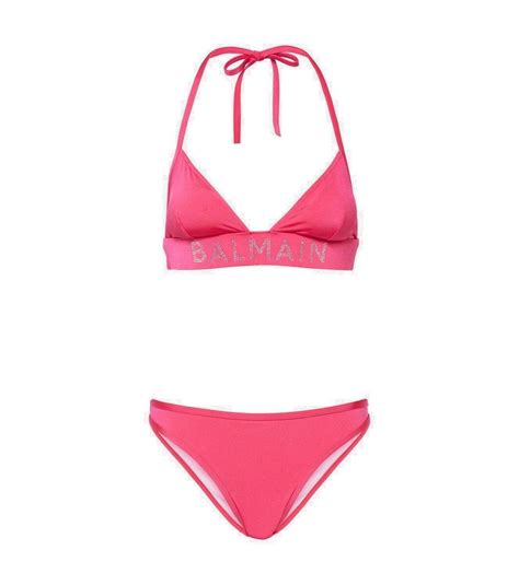 Balmain Logo Crystal Embellished Bikini Balmain