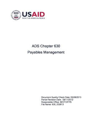 Fillable Online Usaid ADS Chapter 630 Payables Management Usaid Fax