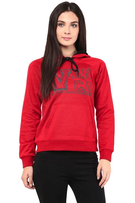 Hooded Sweatshirt In Red Color With V Patch Ssf460090 Sweatshirt