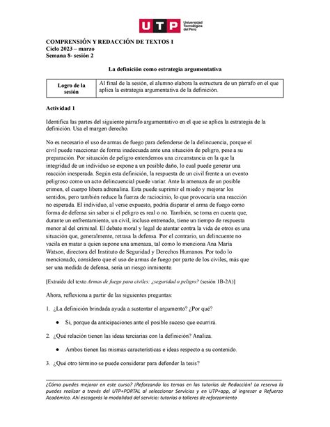 S08 espero te ayude COMPRENSIÓN Y REDACCIÓN DE TEXTOS I Ciclo 2023