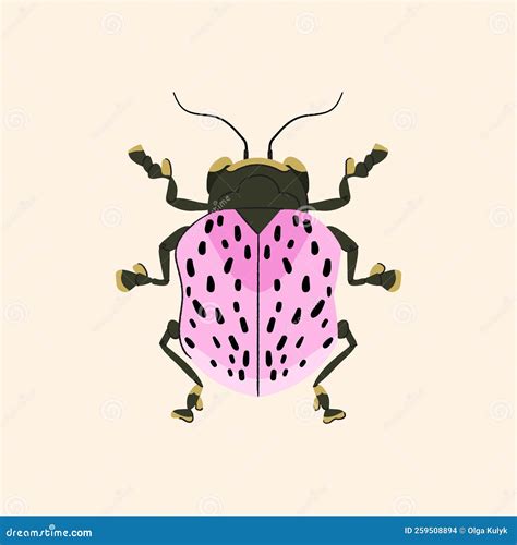 Pink Beetle In Patterns On A Blue Background Stock Image