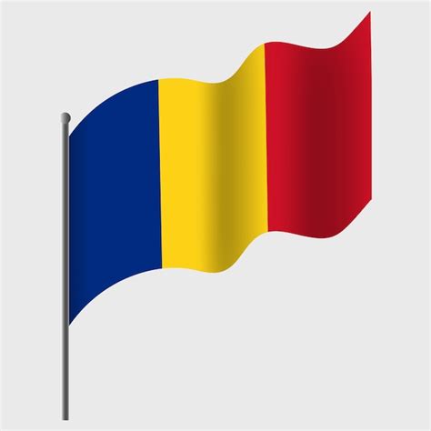 Ondeó la bandera de rumania bandera rumana en el asta de la bandera