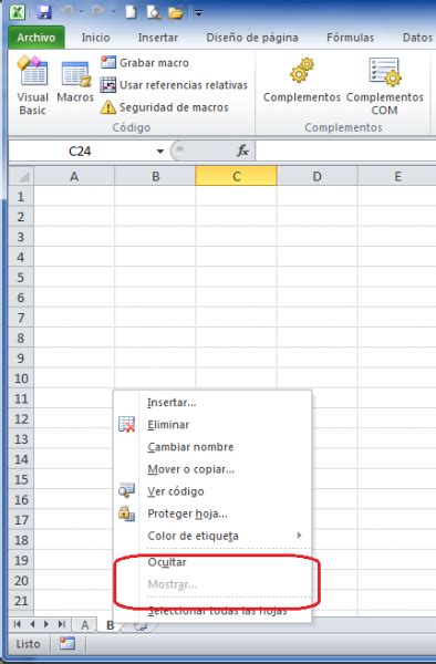 OCULTAR HOJA DE EXCEL Archivo Excel