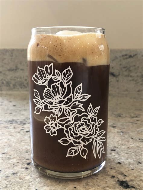 Floral Beer Can Glass Etsy