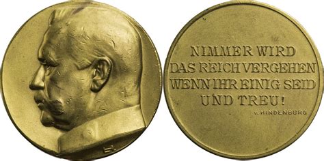 Deutschland Weimar Bronze Medaille O J Auf Paul Von Hindenburg Vz