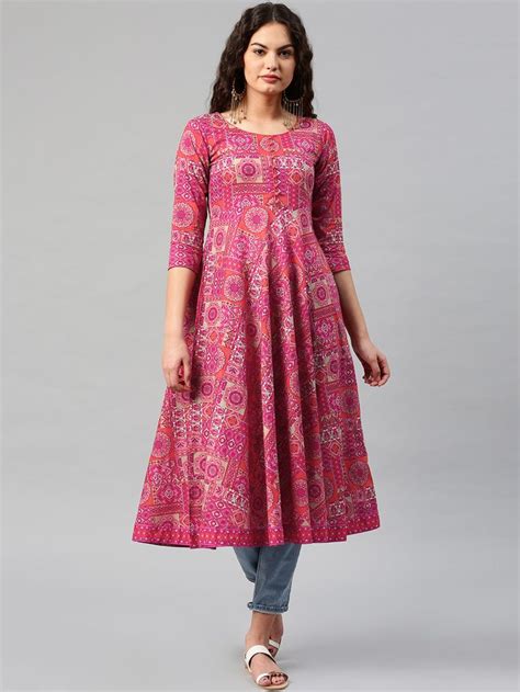 Buy Libas Women Magenta Printed Anarkali Kurta Kurtas For Women Myntra Anarkali Kurta