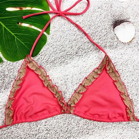 Victorias Secret Triangle Bikini Top Coral Like Depop