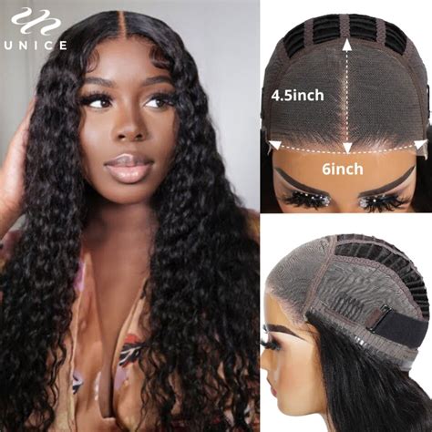 Unice Hair V Part Wig Human Hair Deep Wave Wigs Affordable Glueless