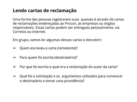 Carta de reclamação uma carta argumentativa Planos de aula 4º ano