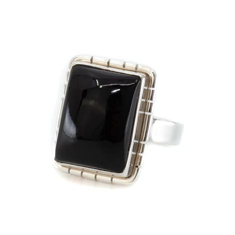 Gemstone Ring Black Onyx 925 Silver Ulsahni Size 17 Zenvol Europe