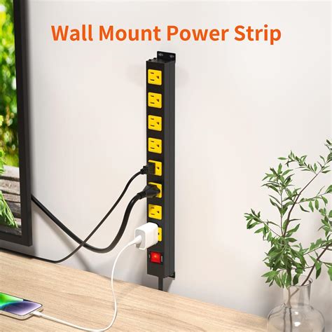 8 Outlet Long Power Strip 2100J Surge Protector Heavy Duty 6FT Cord ...