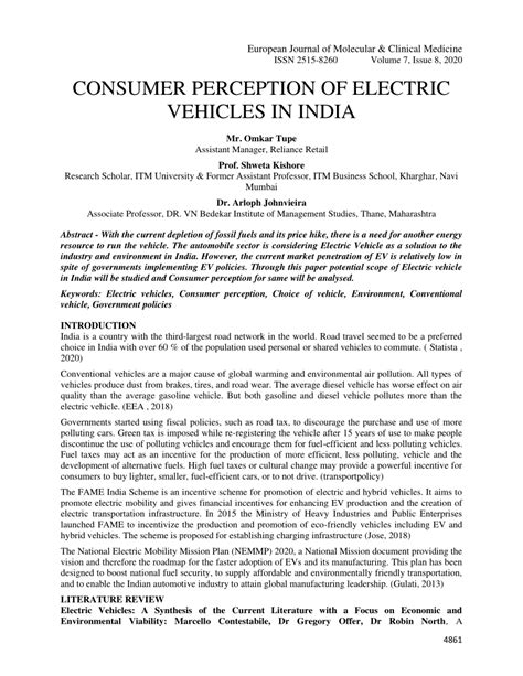 Pdf Consumer Perception Of Electric Vehicles In India