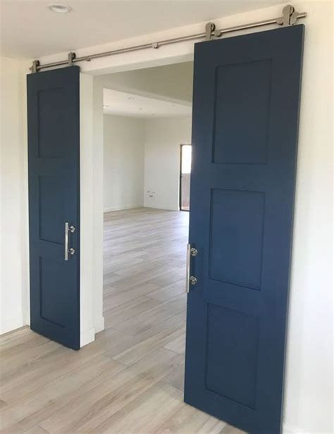 Navy Blue Double Barn Doors Custom Barn Doors Contemporary Barn Door