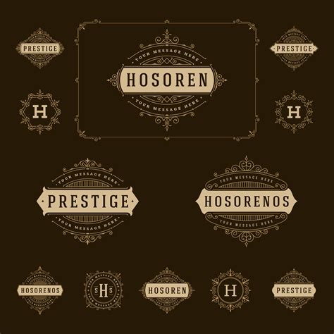 Set Luxury Logos Template Flourishes Calligraphic 43329089 Vector Art