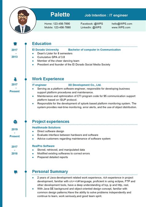 WORD of Resume for IT Engineer.docx | WPS Free Templates