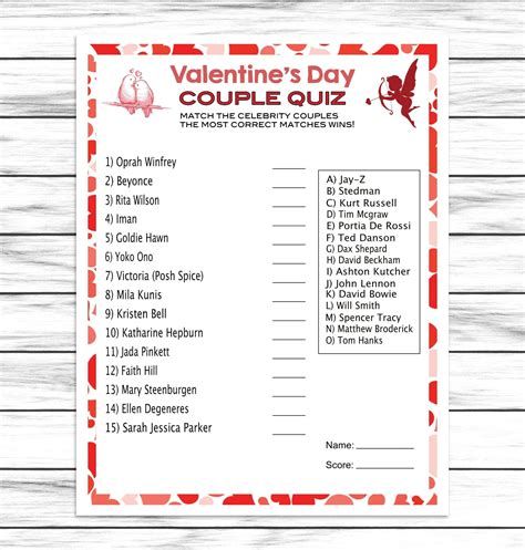 Valentines Day Couple Quiz Game Virtual Or Printable V Day Party Game Valentines Love Game