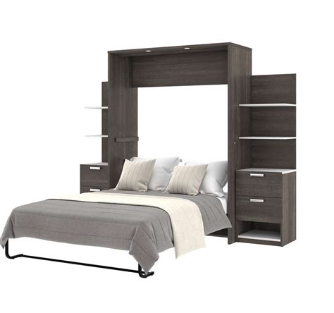 Bestar Cielo W Full Murphy Bed With Floating Shelves And Drawers