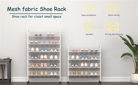 Fkuo 6 Tier Shoe Rack For Closet Mesh Fabric Narrow Metal