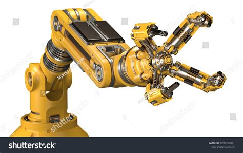 Robotic Arm Yellow Mechanical Hand Industrial Stock Illustration