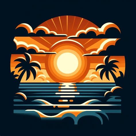 Premium Photo Vector Orange Sun Sunset